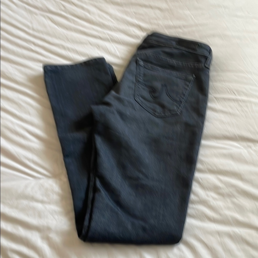 Ag Adriano Goldschmied the Stevie Slim Straight Black Jeans. Size 28.